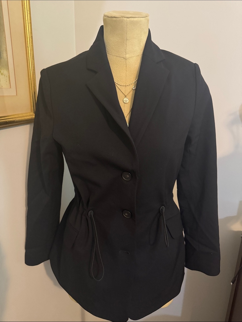 Argent Women's Black Tailored Drawstring-Waist Blazer Size 8 Medium